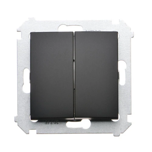 Łącznik schodowy podwójny z podświetleniem LED, bez piktogramu Simon 54 DW6/2L.01/X/49 Kontakt-Simon czarny mat