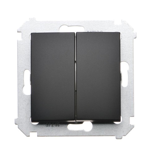 Łącznik schodowy podwójny z podświetleniem LED, bez piktogramu Simon 54 DW6/2L.01/X/49 Kontakt-Simon czarny mat