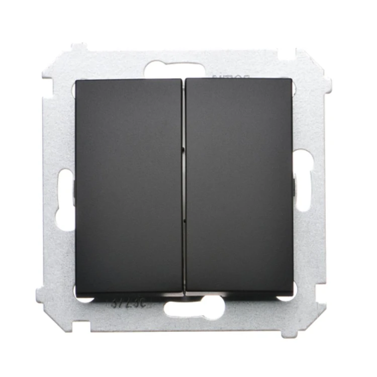 Łącznik schodowy podwójny z podświetleniem LED, bez piktogramu Simon 54 DW6/2L.01/X/49 Kontakt-Simon czarny mat