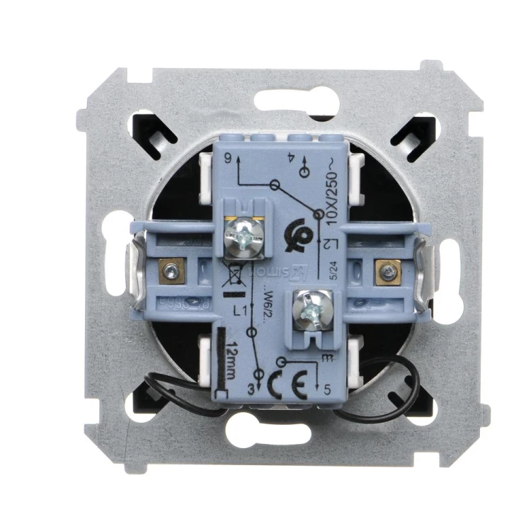 Łącznik schodowy podwójny z podświetleniem LED, bez piktogramu Simon 54 DW6/2L.01/X/49 Kontakt-Simon czarny mat