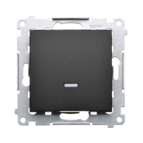 Łącznik krzyżowy z podświetleniem LED, bez piktogramu Simon 54 DW7L.01/X/49 Kontakt-Simon czarny mat
