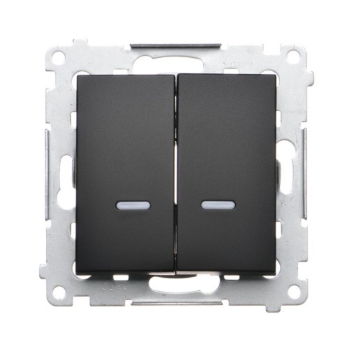 Łącznik krzyżowy podwójny z podświetleniem LED, bez piktogramu Simon 54 DW7/2L.01/X/49 Kontakt-Simon czarny mat