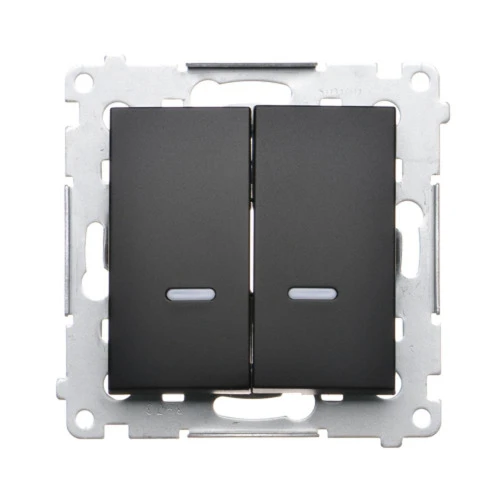 Łącznik krzyżowy podwójny z podświetleniem LED, bez piktogramu Simon 54 DW7/2L.01/X/49 Kontakt-Simon czarny mat