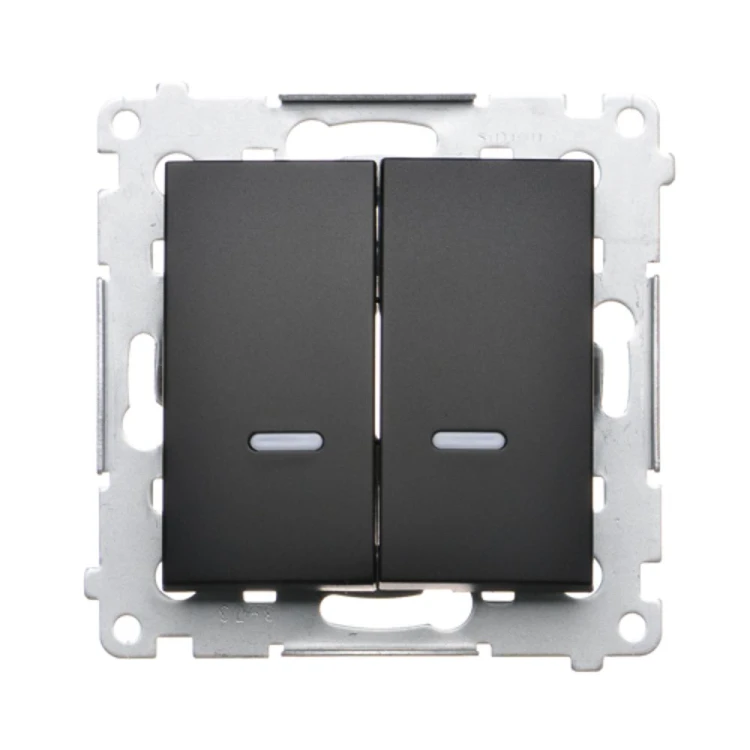 Łącznik krzyżowy podwójny z podświetleniem LED, bez piktogramu Simon 54 DW7/2L.01/X/49 Kontakt-Simon czarny mat