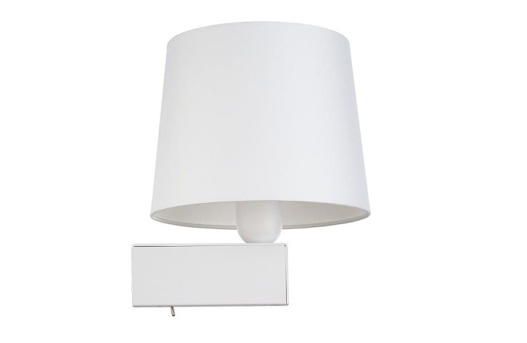 Lampa ścienna kinkiet Loft CHILLIN I WHITE 8201 NOWODVORSKI Lighting E27 nowoczesna oświetleniowa ścienna z włącznikiem Industrialna abażur tkanina biały biała metal idealna do hotelu sypialni Inspiracje Premium