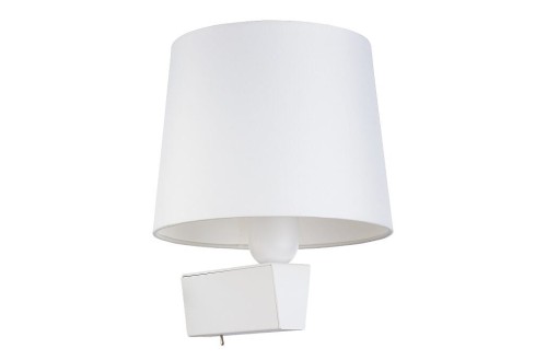 Lampa ścienna kinkiet Loft CHILLIN I WHITE 8201 NOWODVORSKI Lighting E27 nowoczesna oświetleniowa ścienna z włącznikiem Industrialna abażur tkanina biały biała metal idealna do hotelu sypialni Inspiracje Premium