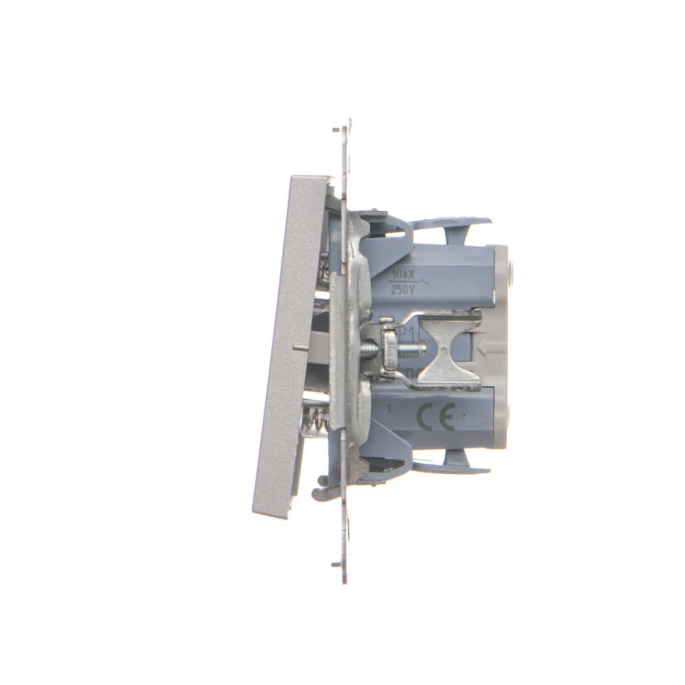 Przycisk pojedynczy zwierny bez piktogramu z podświetleniem LED Simon 55 TP1L.01/143 Kontakt-Simon aluminium mat