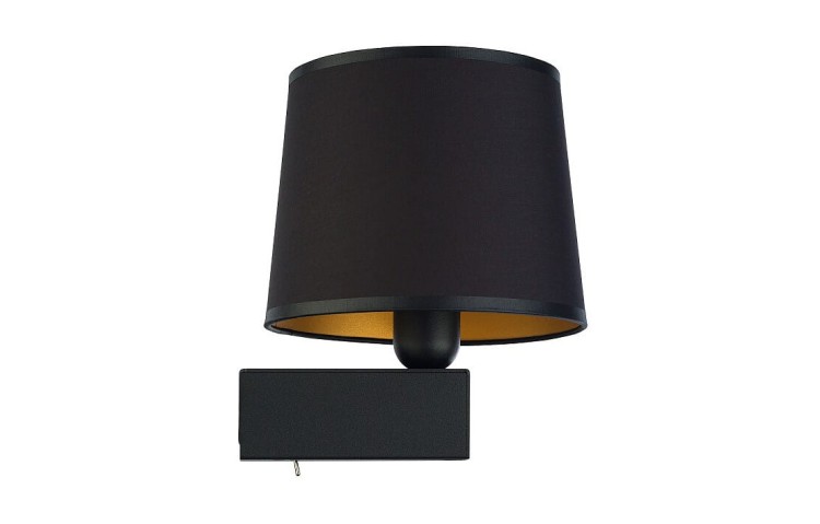 Lampa ścienna kinkiet Loft CHILLIN I BLACK GOLD 8197 NOWODVORSKI Lighting E27 nowoczesna oświetleniowa ścienna z włącznikiem Industrialna abażur tkanina czarno-złota czarna złota metal idealna do hotelu sypialni Inspiracje Premium