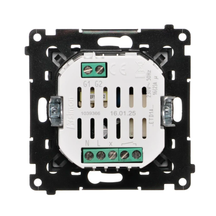 Regulator temperatury z wyświetlaczem (czujnik wewnętrzny lub sonda) Simon 54 DETD1A.01/49 Kontakt-Simon czarny mat