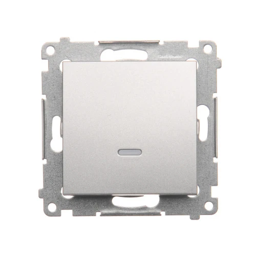 Łącznik jednobiegunowy z podświetleniem LED Simon 54 DW1L.01/43 Kontakt-Simon srebrny mat, metalizowany