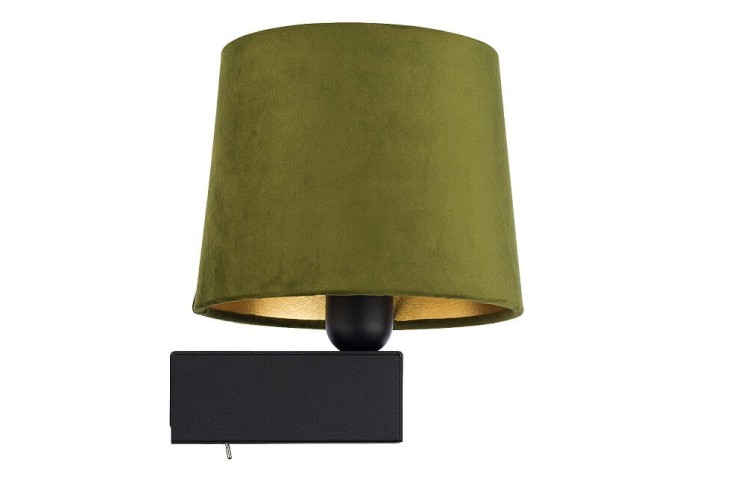 Lampa ścienna kinkiet Loft CHILLIN I GREEN GOLD 8198 NOWODVORSKI Lighting E27 nowoczesna oświetleniowa ścienna z włącznikiem Industrialna abażur aksamit zielono-złota zielona złota metal idealna do hotelu sypialni Inspiracje Premium