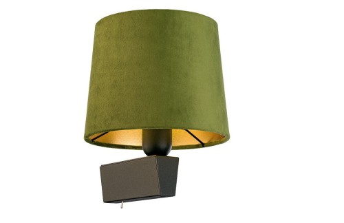 Lampa ścienna kinkiet Loft CHILLIN I GREEN GOLD 8198 NOWODVORSKI Lighting E27 nowoczesna oświetleniowa ścienna z włącznikiem Industrialna abażur aksamit zielono-złota zielona złota metal idealna do hotelu sypialni Inspiracje Premium