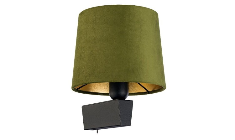 Lampa ścienna kinkiet Loft CHILLIN I GREEN GOLD 8198 NOWODVORSKI Lighting E27 nowoczesna oświetleniowa ścienna z włącznikiem Industrialna abażur aksamit zielono-złota zielona złota metal idealna do hotelu sypialni Inspiracje Premium
