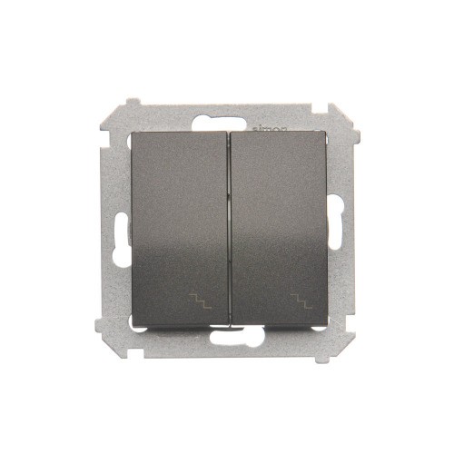 Łącznik schodowy podwójny z podświetleniem LED Simon 54 DW6/2L.01/48 Kontakt-Simon antracyt, metalizowany