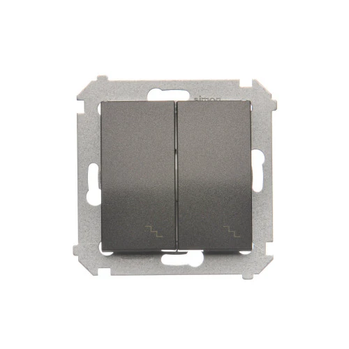 Łącznik schodowy podwójny z podświetleniem LED Simon 54 DW6/2L.01/48 Kontakt-Simon antracyt, metalizowany