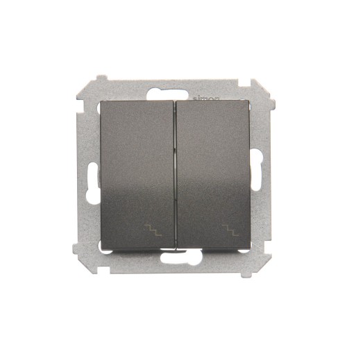 Łącznik schodowy podwójny z podświetleniem LED Simon 54 DW6/2L.01/48 Kontakt-Simon antracyt, metalizowany
