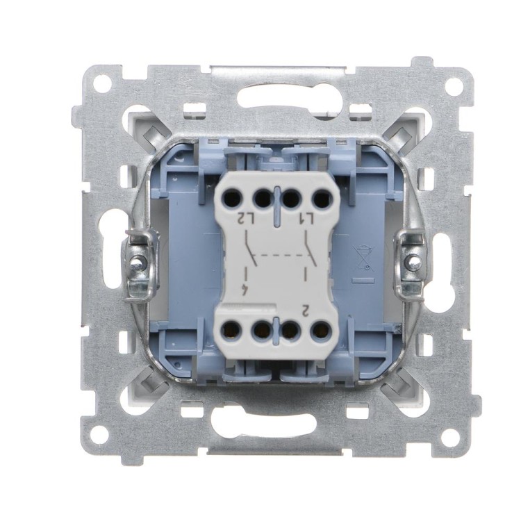 Łącznik dwubiegunowy Simon 54 DW2.01/43 Kontakt-Simon srebrny mat, metalizowany