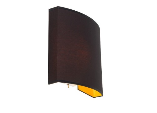 Lampa ścienna kinkiet Loft BORDE I BLACK GOLD 8045 NOWODVORSKI Lighting E27 nowoczesna oświetleniowa ścienna z włącznikiem Industrialna abażur tkanina czarno-złota czarna złota idealna do hotelu sypialni Inspiracje Premium