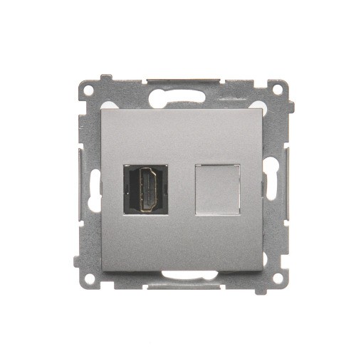 Gniazdo HDMI pojedyncze Simon 54 DGHDMI.01/43 Kontakt-Simon srebrny mat, metalizowany