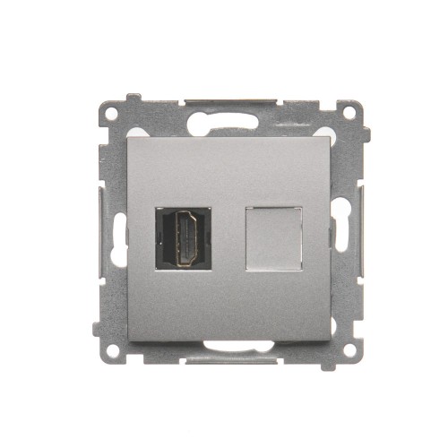Gniazdo HDMI pojedyncze Simon 54 DGHDMI.01/43 Kontakt-Simon srebrny mat, metalizowany