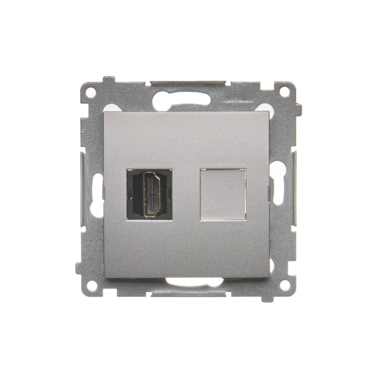 Gniazdo HDMI pojedyncze Simon 54 DGHDMI.01/43 Kontakt-Simon srebrny mat, metalizowany