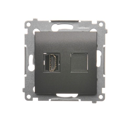 Gniazdo HDMI pojedyncze Simon 54 DGHDMI.01/48 Kontakt-Simon antracyt, metalizowany