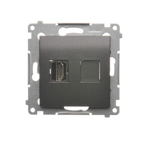 Gniazdo HDMI pojedyncze Simon 54 DGHDMI.01/48 Kontakt-Simon antracyt, metalizowany