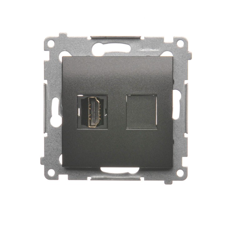 Gniazdo HDMI pojedyncze Simon 54 DGHDMI.01/48 Kontakt-Simon antracyt, metalizowany