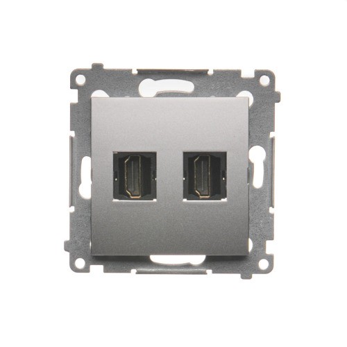 Gniazdo HDMI podwójne Simon 54 DGHDMI2.01/43 Kontakt-Simon srebrny mat, metalizowany