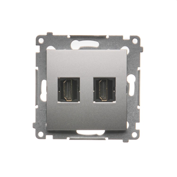 Gniazdo HDMI podwójne Simon 54 DGHDMI2.01/43 Kontakt-Simon srebrny mat, metalizowany