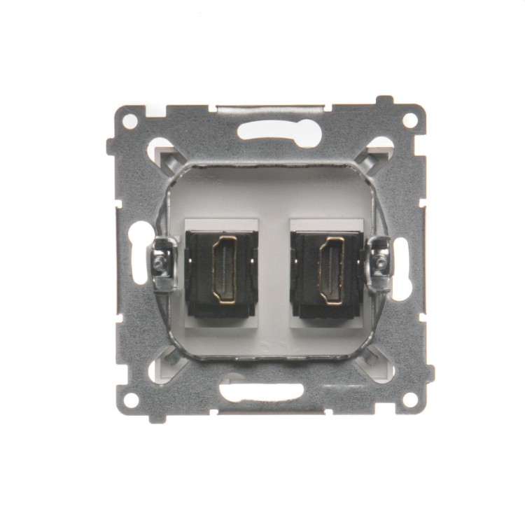 Gniazdo HDMI podwójne Simon 54 DGHDMI2.01/43 Kontakt-Simon srebrny mat, metalizowany
