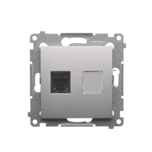 Gniazdo telefoniczne pojedyncze RJ12 Simon 54 DT1.01/43 Kontakt-Simon srebrny mat, metalizowany