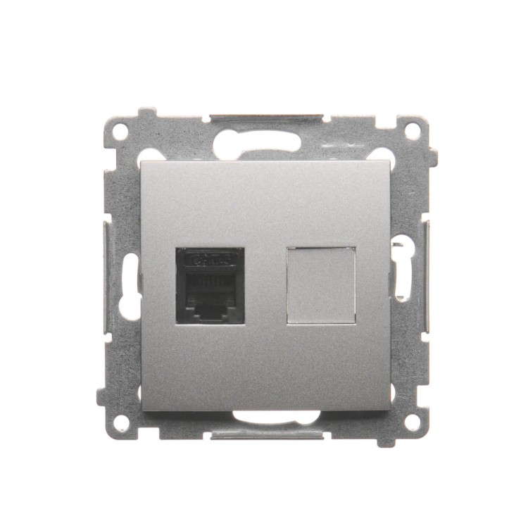 Gniazdo telefoniczne pojedyncze RJ12 Simon 54 DT1.01/43 Kontakt-Simon srebrny mat, metalizowany
