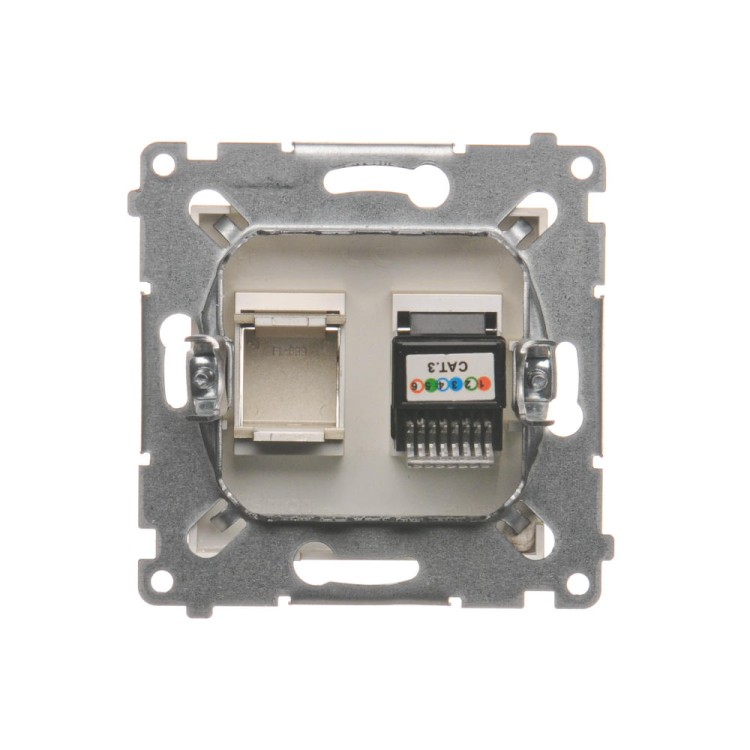 Gniazdo telefoniczne pojedyncze RJ12 Simon 54 DT1.01/44 Kontakt-Simon złoty mat, metalizowany