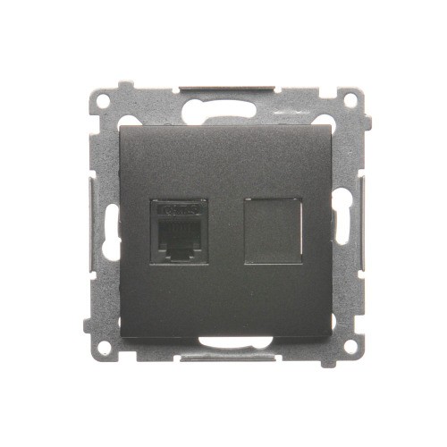 Gniazdo telefoniczne pojedyncze RJ12 Simon 54 DT1.01/48 Kontakt-Simon antracyt, metalizowany
