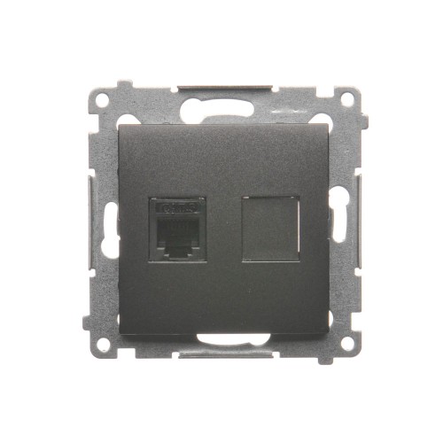 Gniazdo telefoniczne pojedyncze RJ12 Simon 54 DT1.01/48 Kontakt-Simon antracyt, metalizowany