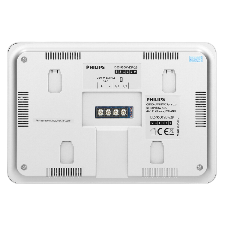 Zestaw wideodomofonowy 7" komplet WelcomeEye Comfort 531119 Philips DES 9500 VDP/29 wideodomofon LCD dzwonek przewodowy bezsłuchawkowy sterowanie furtką i bramą