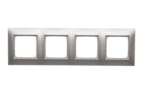 Ramka 4- krotna Simon 54 Premium DR4/43 Kontakt-Simon srebrny mat, metalizowany