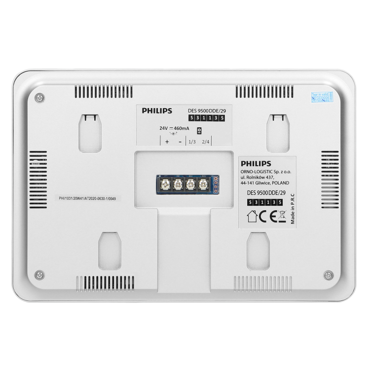 Monitor Philips WelcomeEye AddComfort 531135 Philips DES 9500 DDE/29 do rozbudowy zestawów z serii WelcomeEye Comfort 7" ekran wideodomofon LCD dzwonek przewodowy bezsłuchawkowy sterowanie furtką i bramą