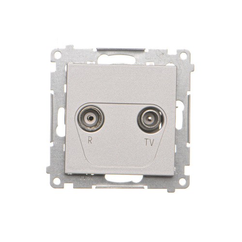 Gniazdo antenowe R-TV przelotowe Simon 55 TAP10.01/143 Kontakt-Simon aluminium mat