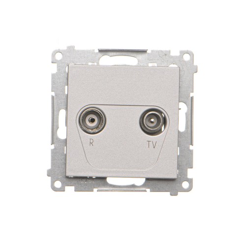 Gniazdo antenowe R-TV przelotowe Simon 55 TAP10.01/143 Kontakt-Simon aluminium mat
