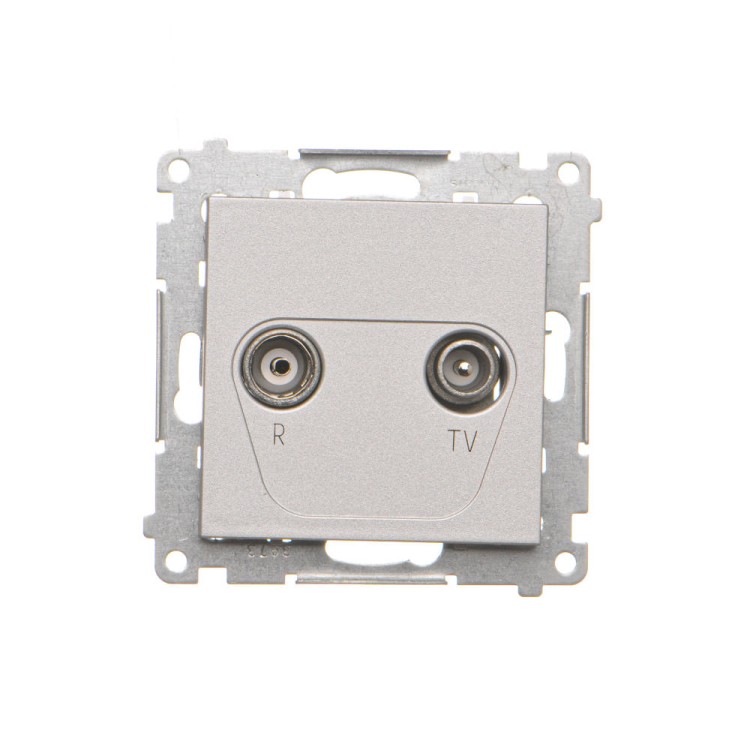 Gniazdo antenowe R-TV przelotowe Simon 55 TAP10.01/143 Kontakt-Simon aluminium mat