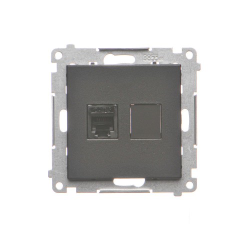 Gniazdo telefoniczne pojedyncze RJ12 Simon 55 TF1.01/149 Kontakt-Simon czarny mat