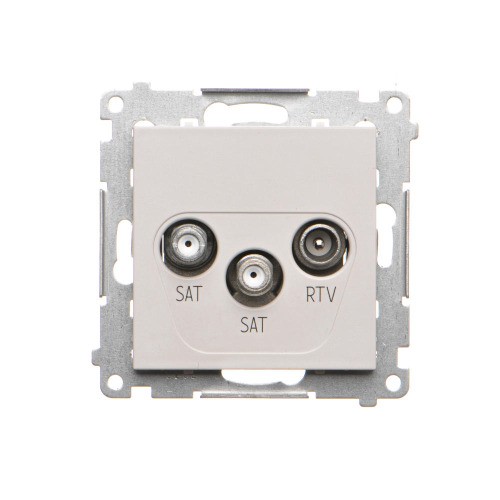 Gniazdo antenowe SAT-SAT-RTV satelitarne podwójne Simon 55 TASK2.01/114 Kontakt-Simon jasnoszary mat
