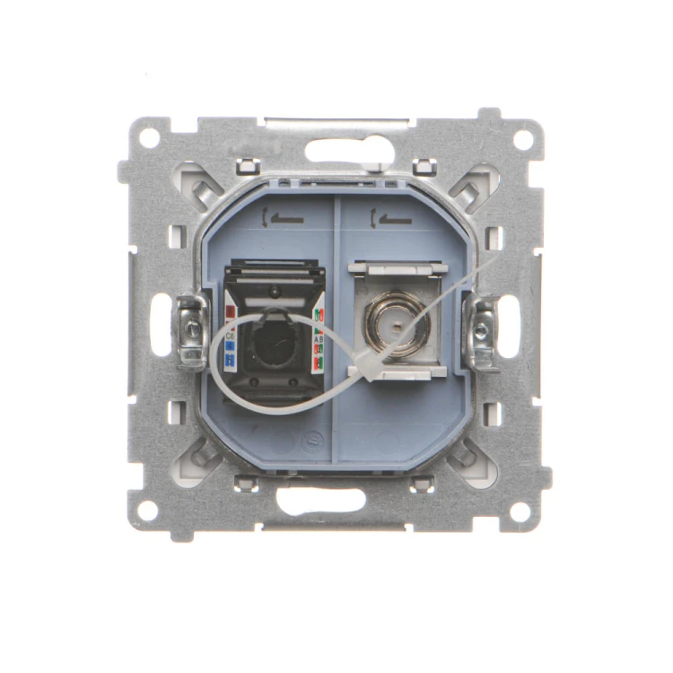 Gniazdo antenowe typu „F” + komputerowe RJ45 kat.6 Simon 55 TASFRJ45.01/143 Kontakt-Simon aluminium mat
