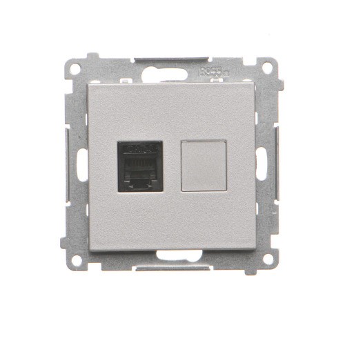 Gniazdo telefoniczne pojedyncze RJ12 Simon 55 TF1.01/143 Kontakt-Simon aluminium mat