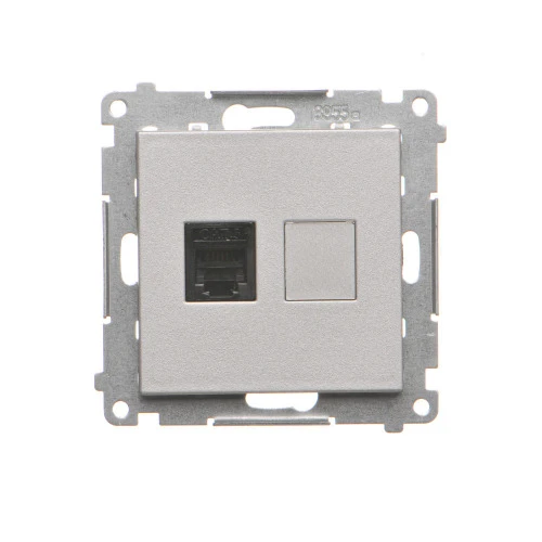 Gniazdo telefoniczne pojedyncze RJ12 Simon 55 TF1.01/143 Kontakt-Simon aluminium mat