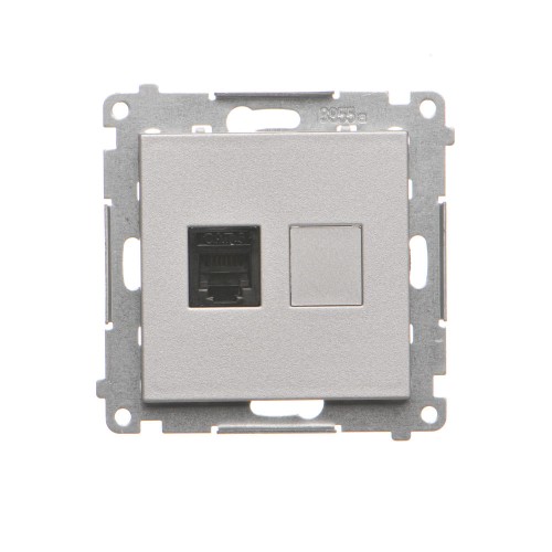 Gniazdo telefoniczne pojedyncze RJ12 Simon 55 TF1.01/143 Kontakt-Simon aluminium mat