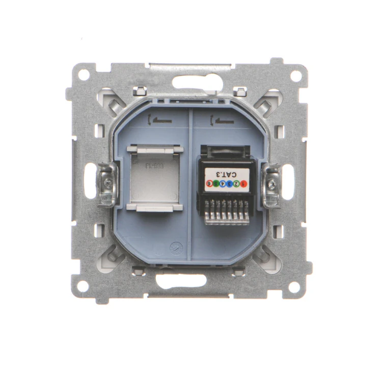 Gniazdo telefoniczne pojedyncze RJ12 Simon 55 TF1.01/143 Kontakt-Simon aluminium mat
