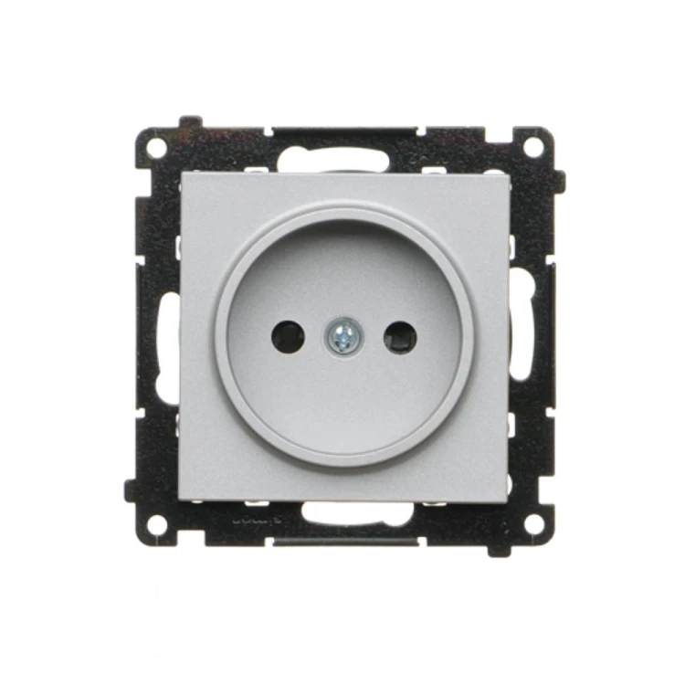 Gniazdo wtyczkowe pojedyncze bez uziemienia z przesłonami torów prądowych Simon 55 TG1CZ.01/143 Kontakt-Simon aluminium mat